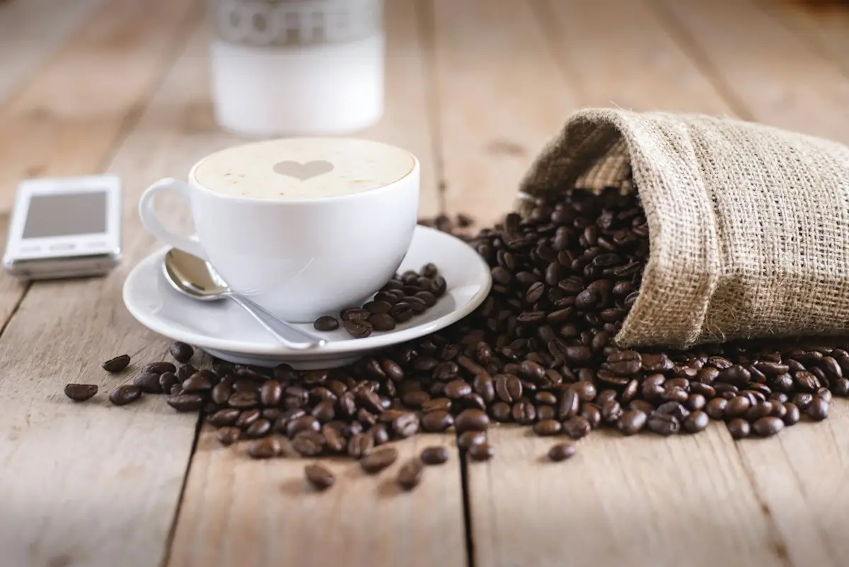 Tasse et sac de grains